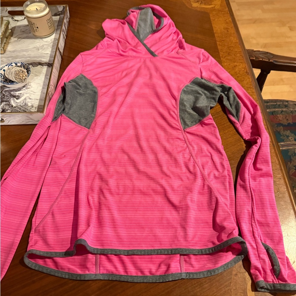 Pink and Gray Hooded Pullover